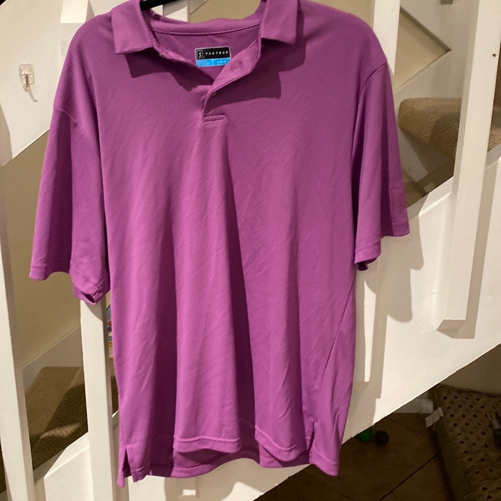 PGA Tour short sleeve purple golf shirt large